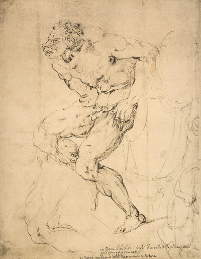 ミケランジェロが描いた悪魔。内閣描画と版画、ウフィツィ美術館、フィレンツェ 作： Michelangelo Buonarroti